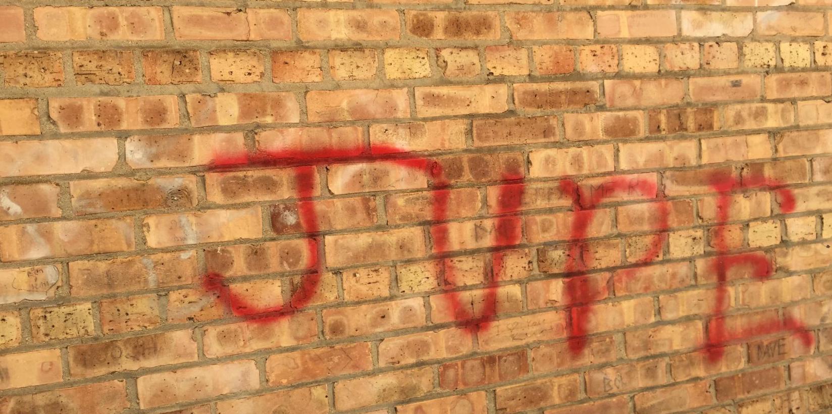 Anti-Semitic graffiti found on Racine synagogue, Jude